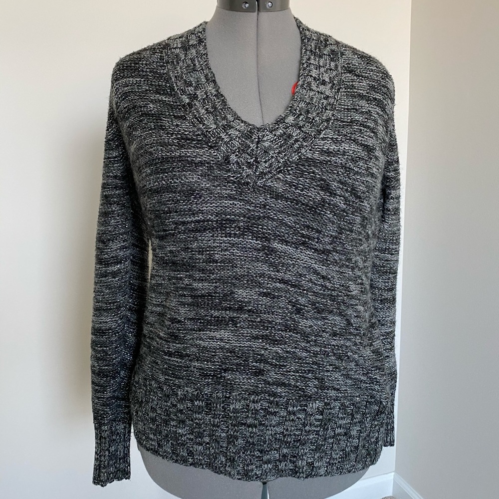 No Boundaries sweater with silver sparkle threads